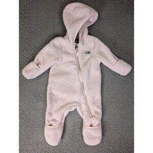 The North Face Hooded Sherpa Fleece Zip Up Infant 3-6 Months Baby Pink One Piece
